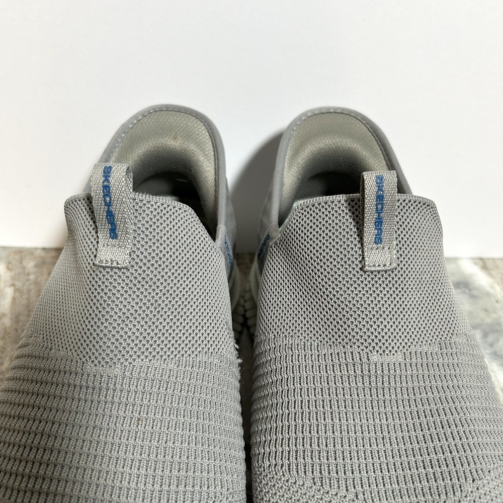 Skechers Mens Air Cooled Memory Foam Slip On Shoes Gray Wide Fit Size 14